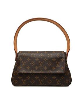 Louis Vuitton Monogram Mini Looping Handbag Bag Brown Leather